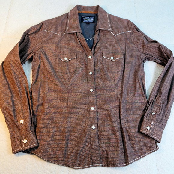 Western Rough Stock Diamond Pearl Snap L/S Large - Picture 1 of 5